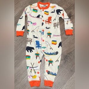 Little Blue House On The Lake Baby Sleeper Off White Orange Size 3-6m